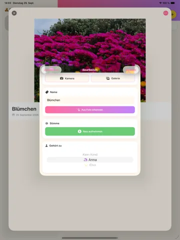 FluffyDex auf dem iPad: Kuscheltier bearbeiten