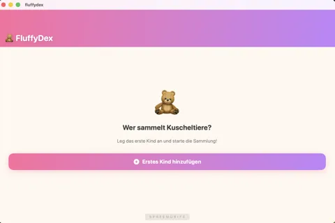 FluffyDex auf dem Mac: Willkommensbildschirm
