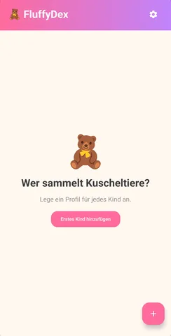 FluffyDex auf einem Pixel-Smartphone: Willkommensbildschirm
