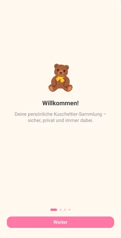 FluffyDex Onboarding auf Android: Willkommensbildschirm