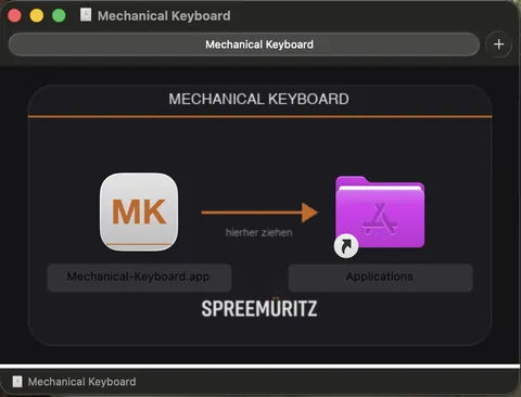 Mechanical Keyboard: Installer-Fenster mit Drag-and-Drop in den Programme-Ordner