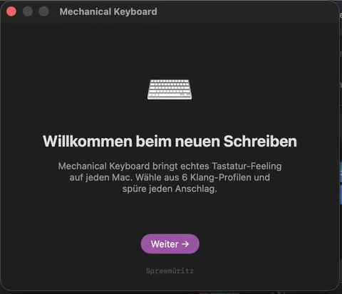 Mechanical Keyboard: Willkommensbildschirm