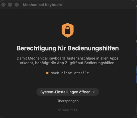 Mechanical Keyboard: Anfrage der Bedienungshilfen-Berechtigung