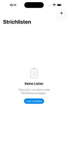 Tallyo auf dem iPhone: leere Übersicht der Strichlisten