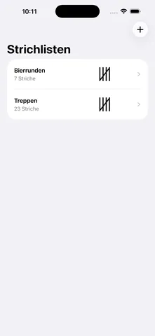 Tallyo auf dem iPhone: Übersicht mehrerer Strichlisten